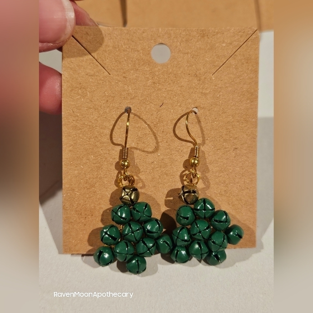 RavenMoonApothecary Green and Gold Earrings